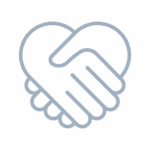 Handshake forming a heart icon.